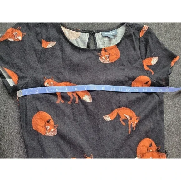 Modcloth‎ Red Fox Jumpsuit Romper Cropped Pant Tie Waist Navy Linen XS Funky - Picture 9 of 14